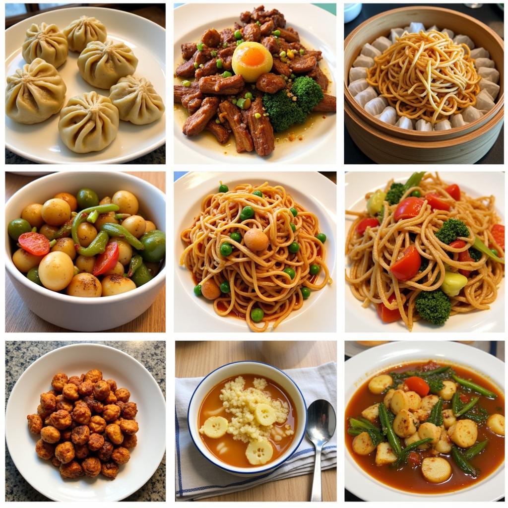 A collage showcasing the diverse and delicious Chinese dishes available at various restaurants near Gaithersburg, MD.