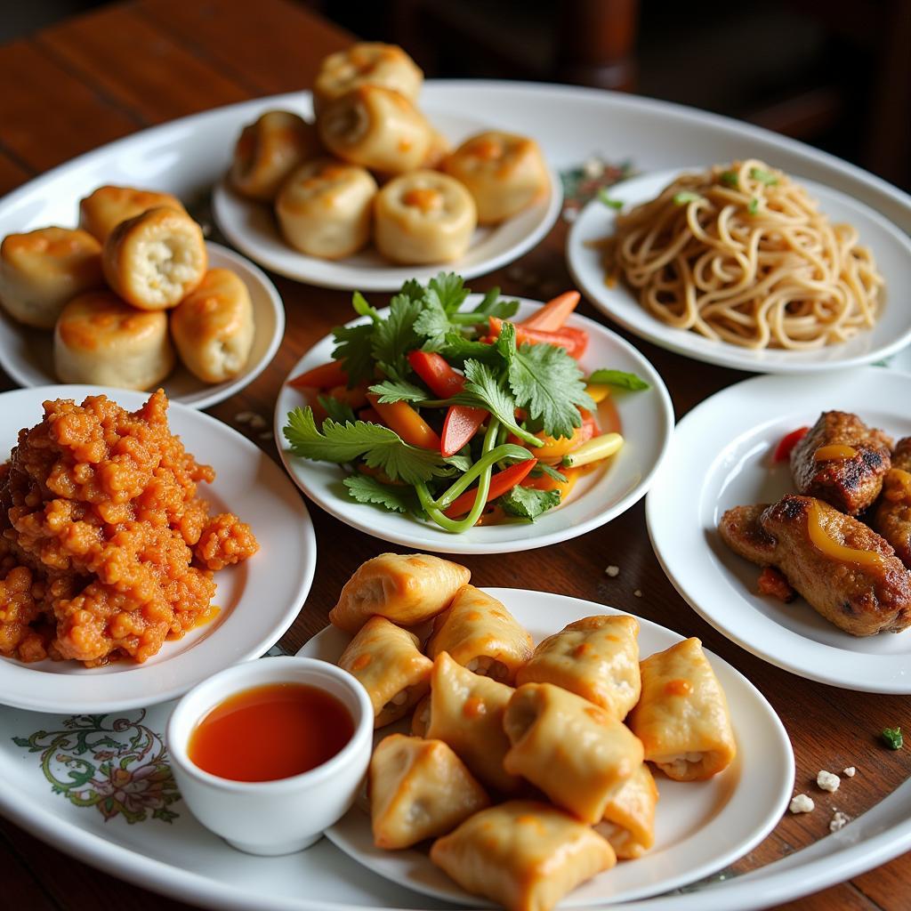 A variety of Chinese dishes on a table