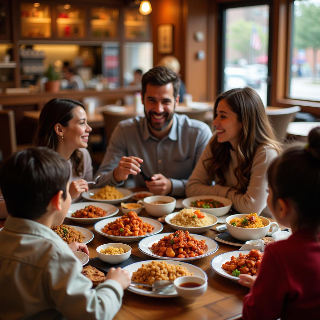 Family enjoying a meal at a Chinese restaurant in Shelby, NC