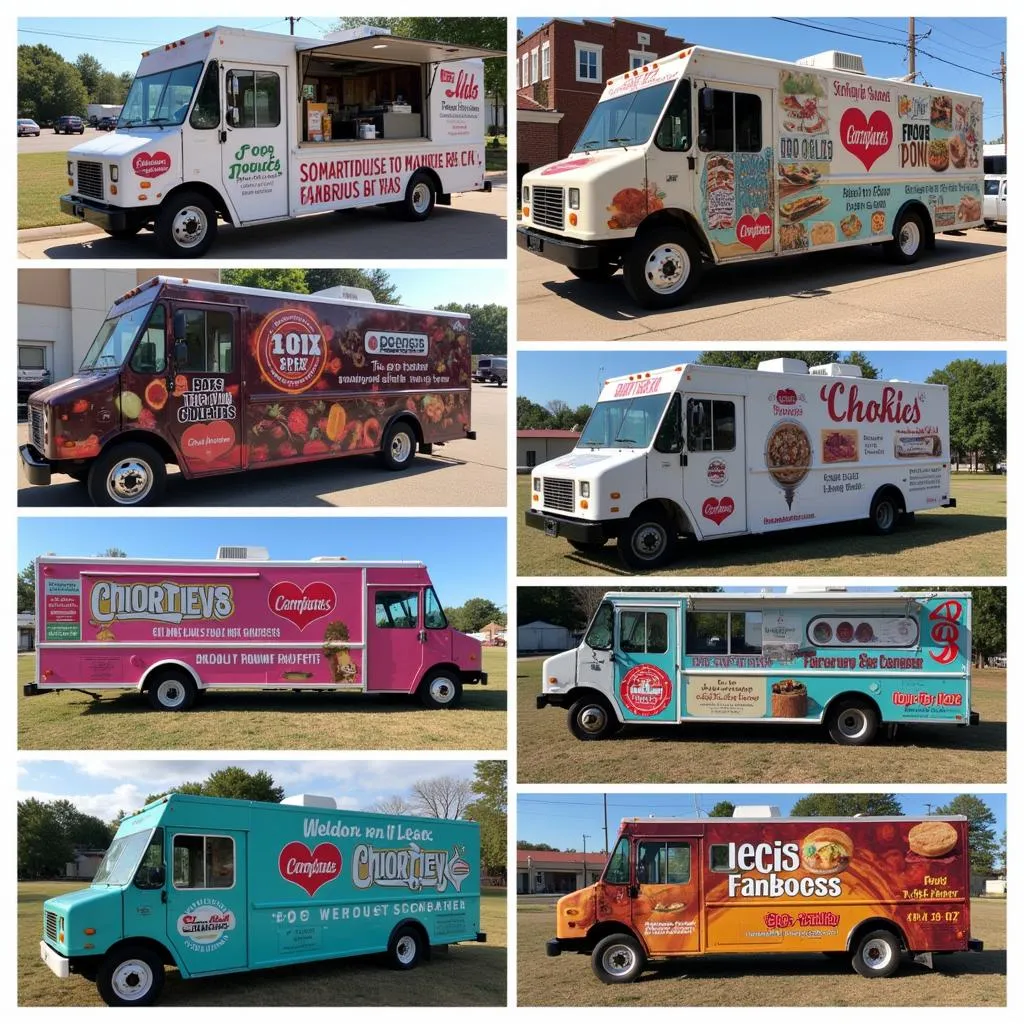 A collage showcasing the vibrant food truck scene in El Dorado, Arkansas