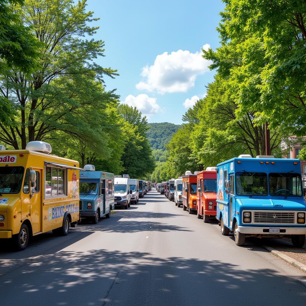 Food Trucks Lined Up in Greenwich