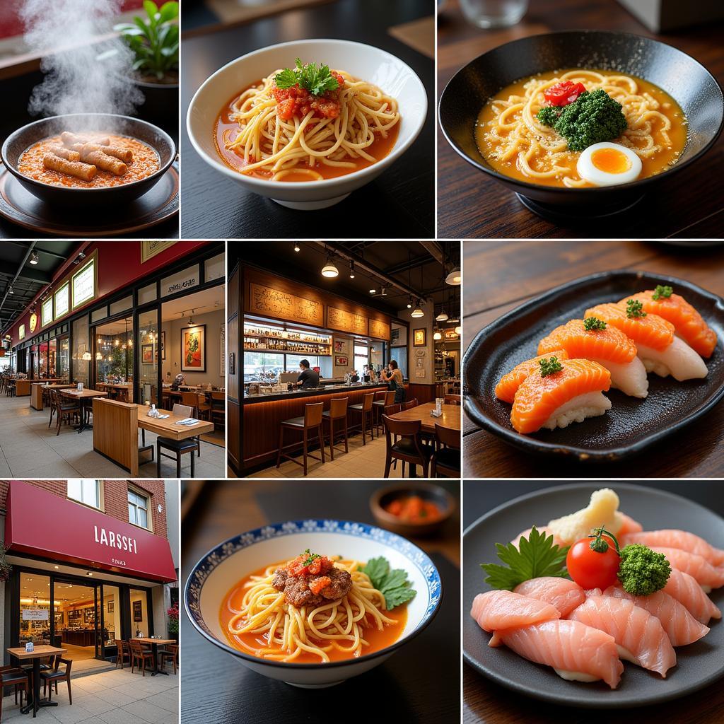 A collage showcasing the diverse range of Japanese restaurants in San Leandro