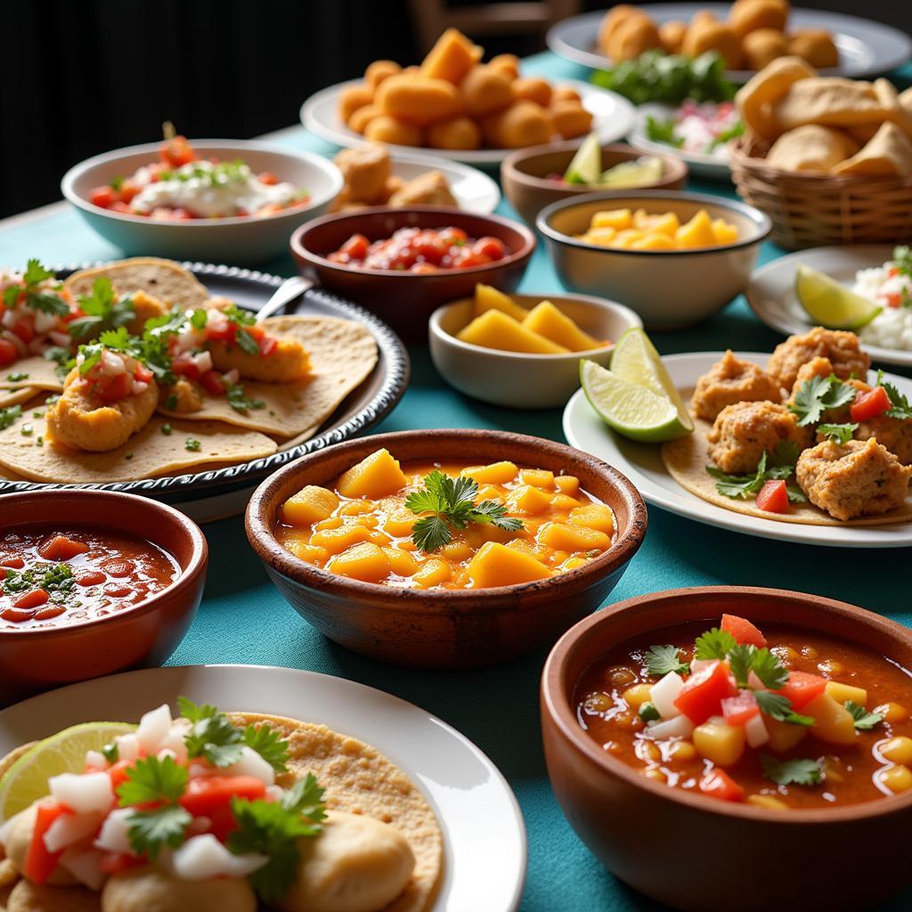 Colorful spread of authentic Mexican dishes