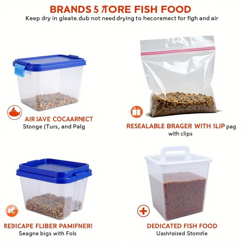 Different containers for storing fish food