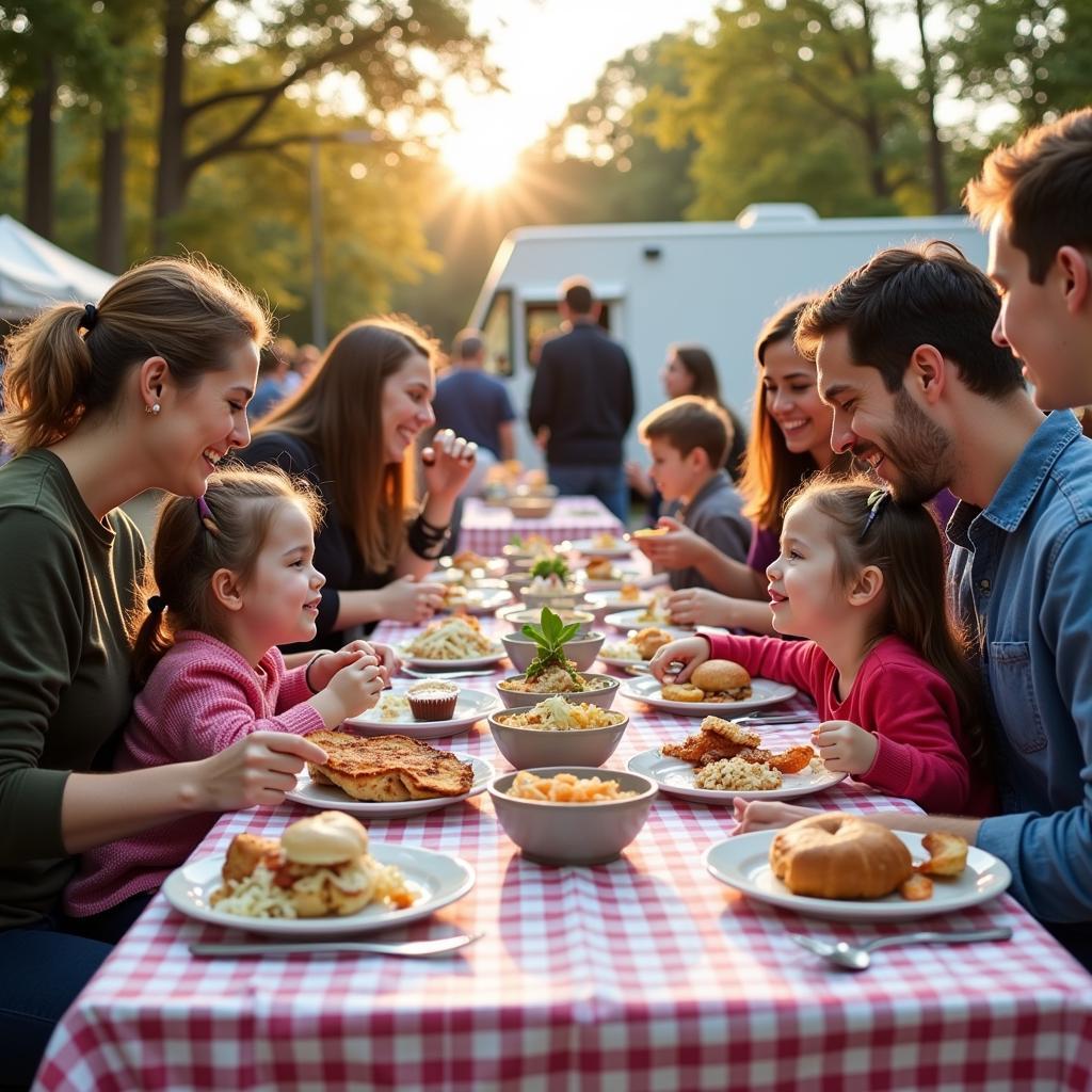 Families enjoying food and activities at the Bethlehem Food Truck Festival