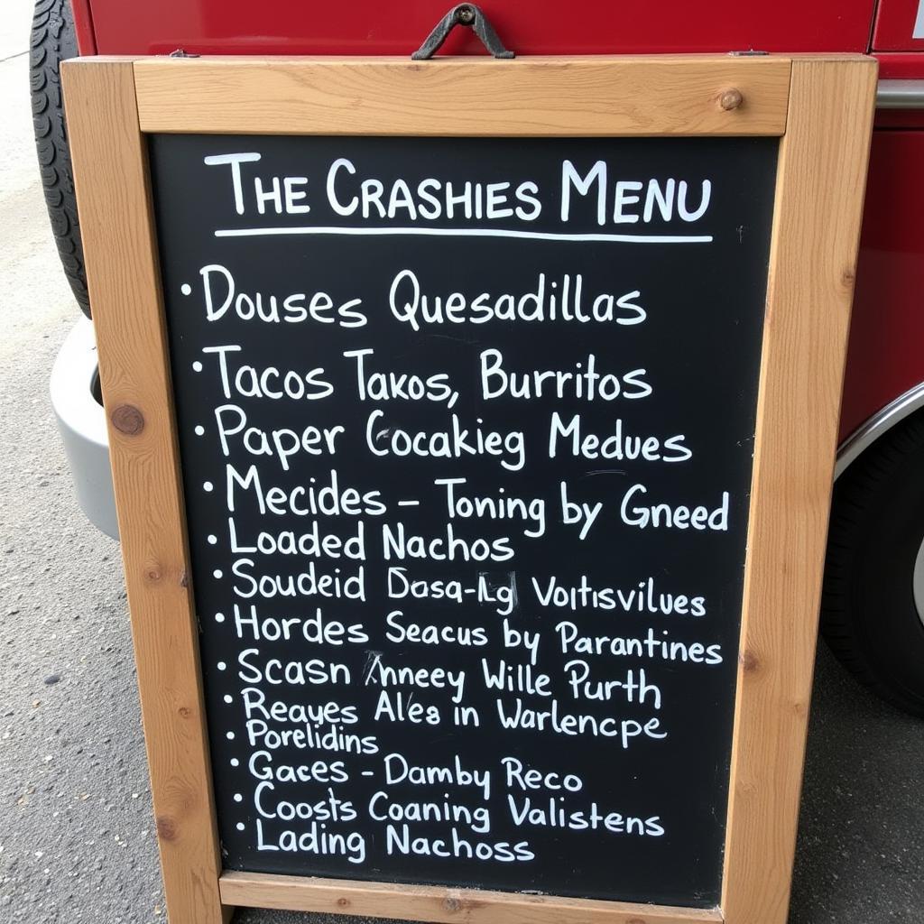 A chalkboard menu showcasing Big Daddy's Loco Food Truck offerings