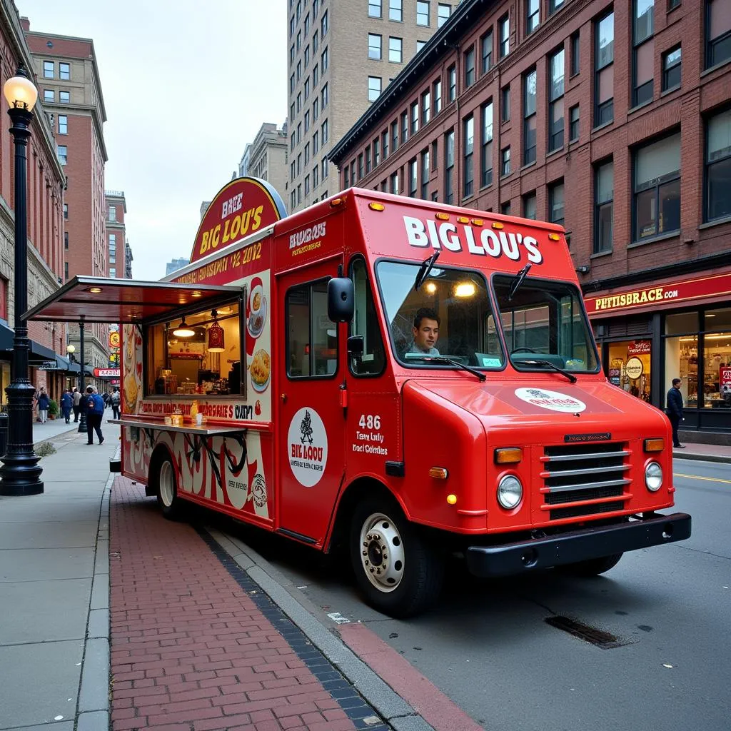 Big Lou's food truck parked on a Pittsburgh street