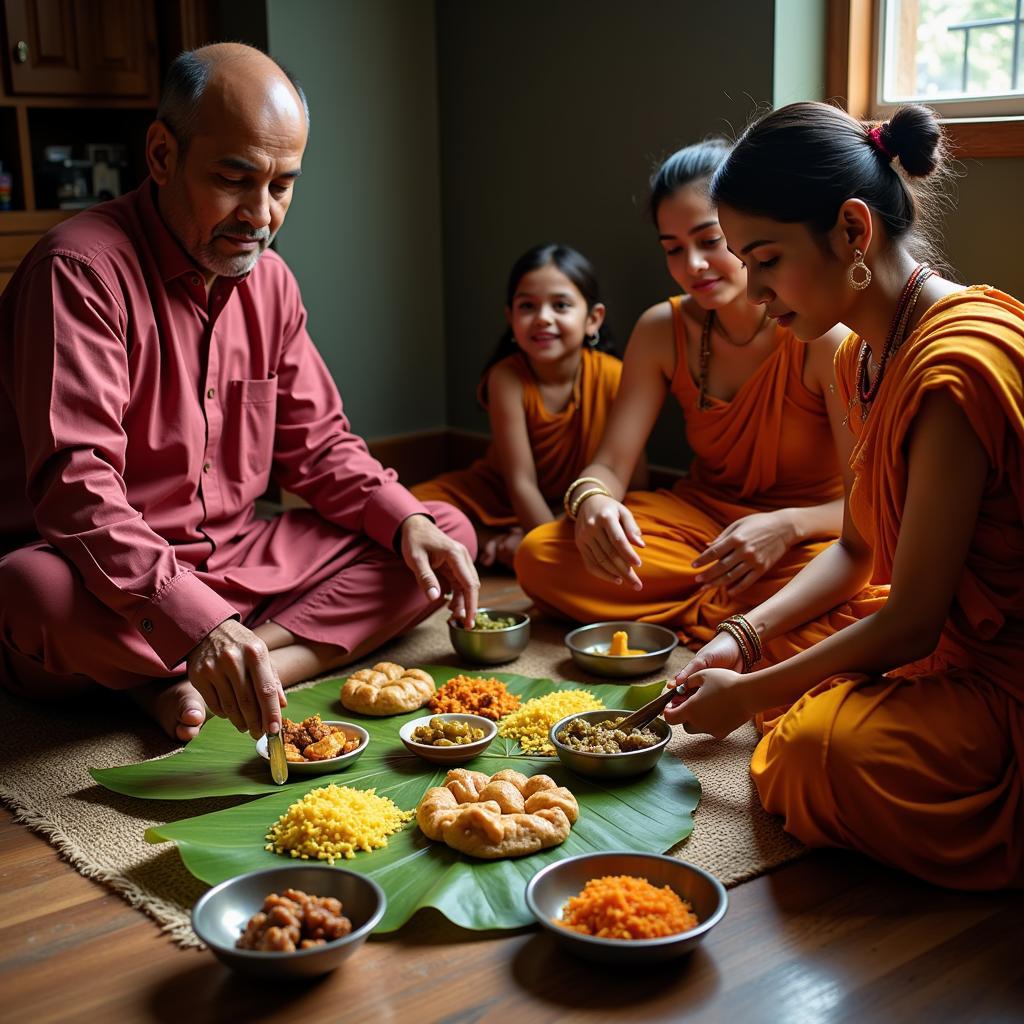 Bihari Family Enjoying a Traditional Meal