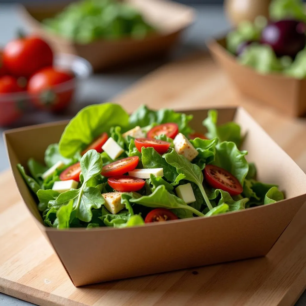 Biodegradable Cardboard Tray with Fresh Salad