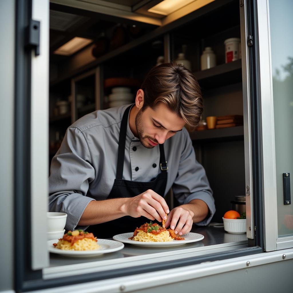 Birmingham Food Truck Chef Preparing Order