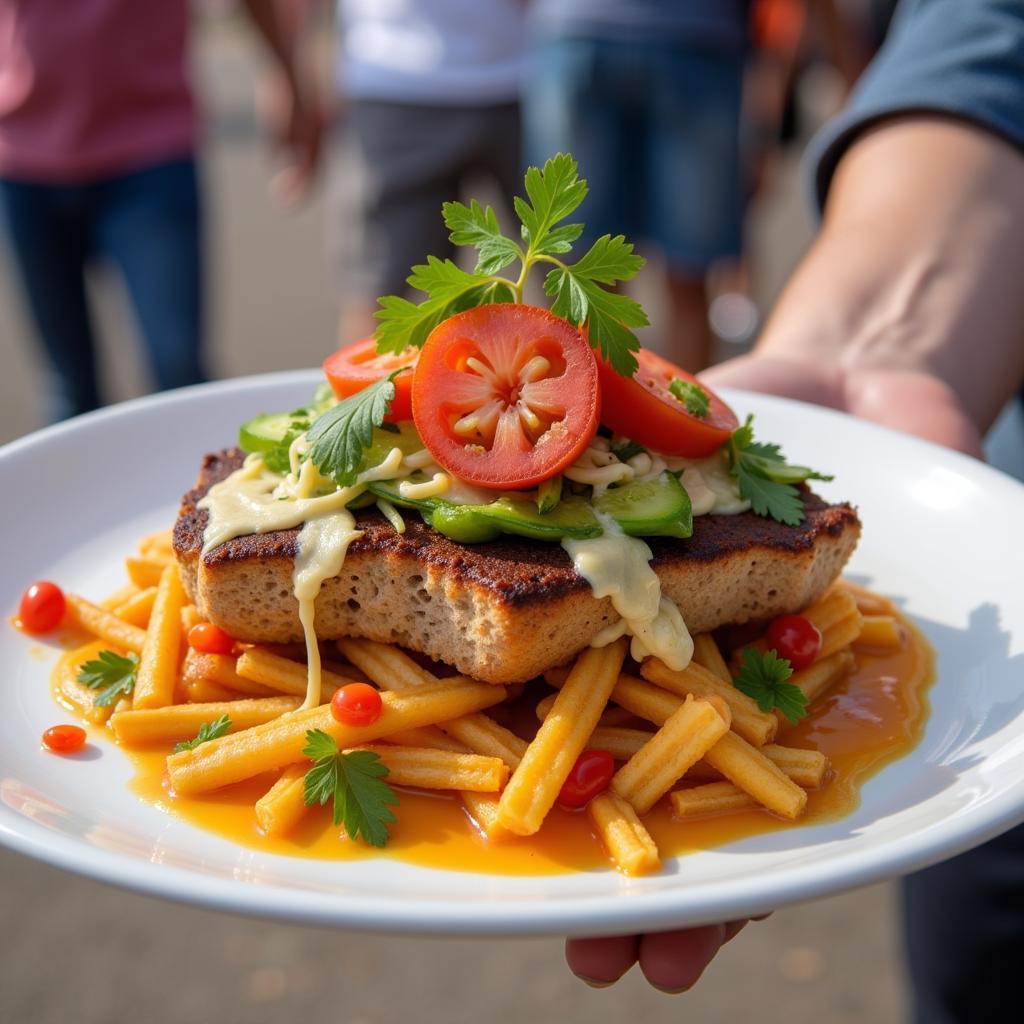 Close-up of a delicious meal from a Bismarck Food Truck Festival vendor