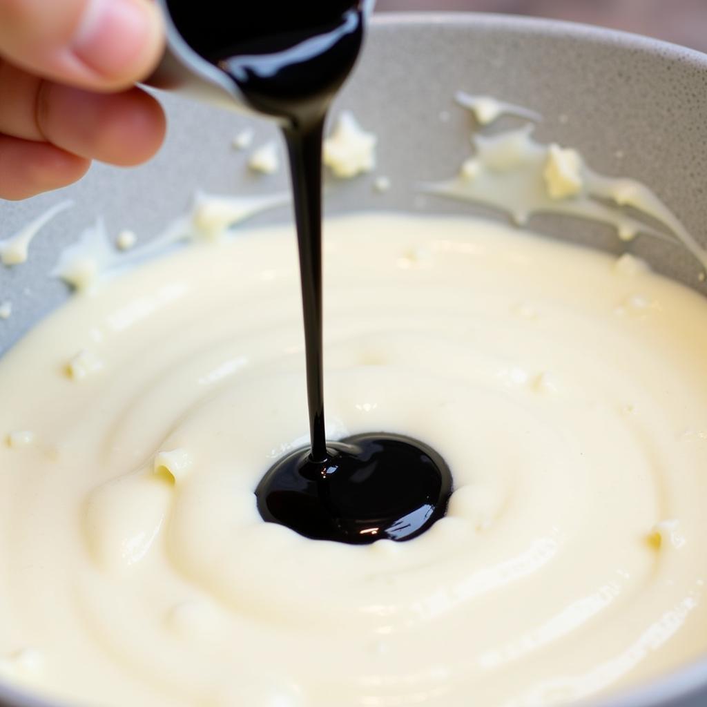 Black Food Coloring Liquid Drops in Batter