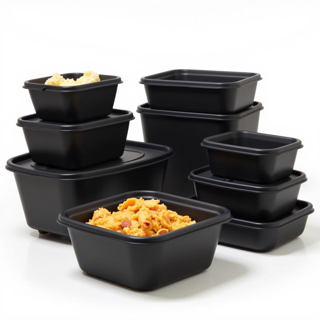 Modern Black Food Containers Set