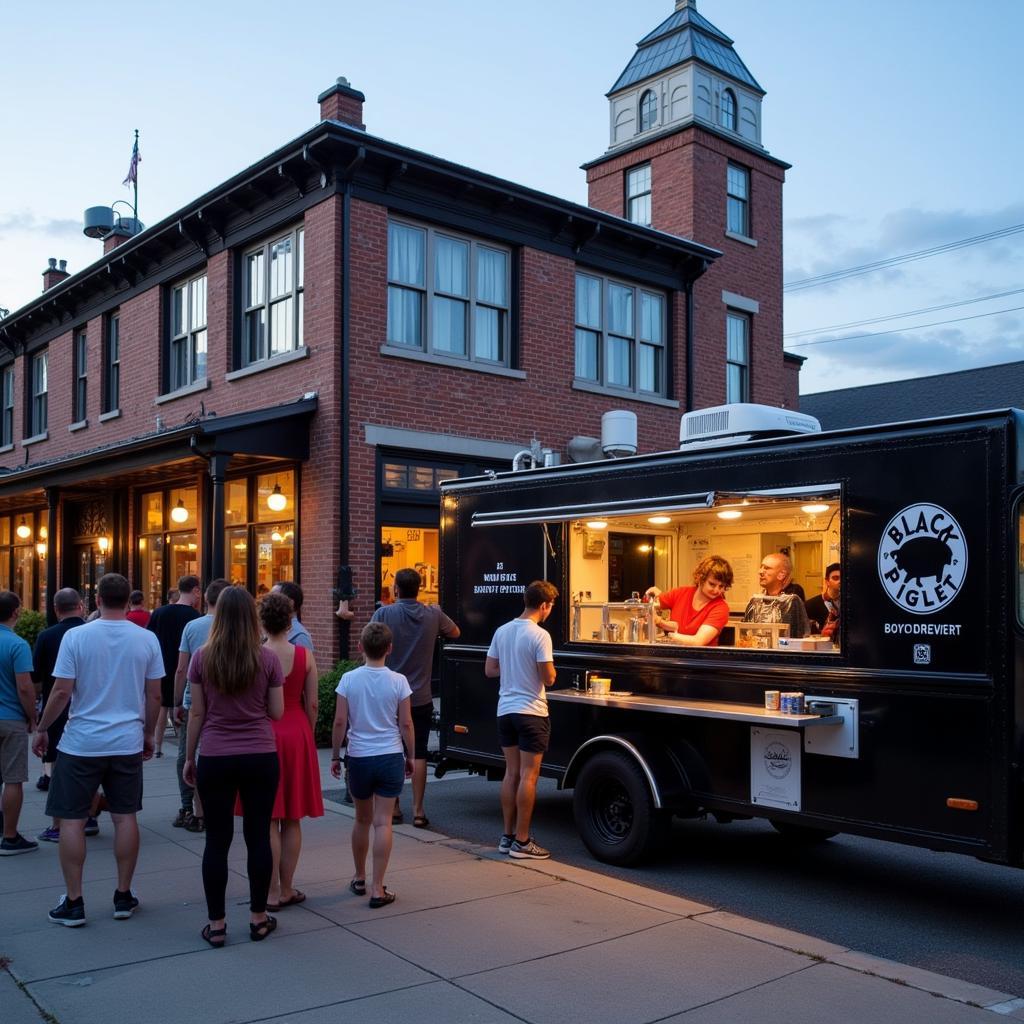 Black Piglet Food Truck parked at a local brewery