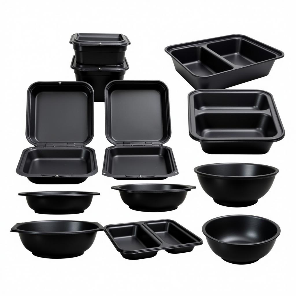 Variety of Black Take Out Food Containers