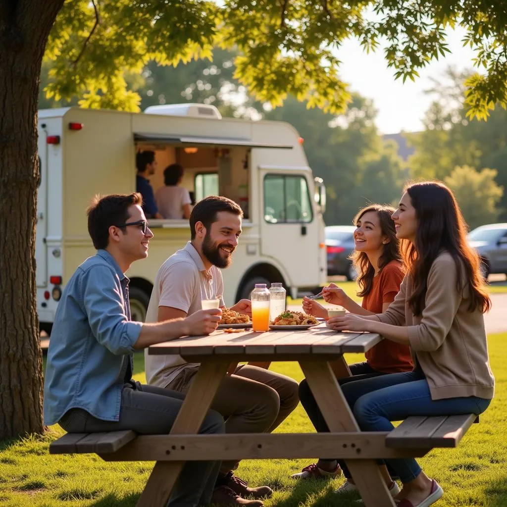 Family Enjoying Food at Blackburn Park