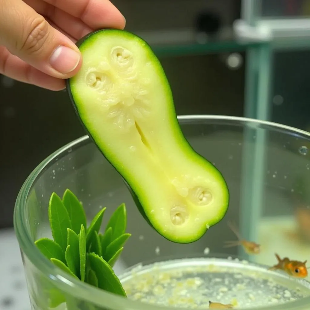 Blanched Zucchini for Cherry Shrimp