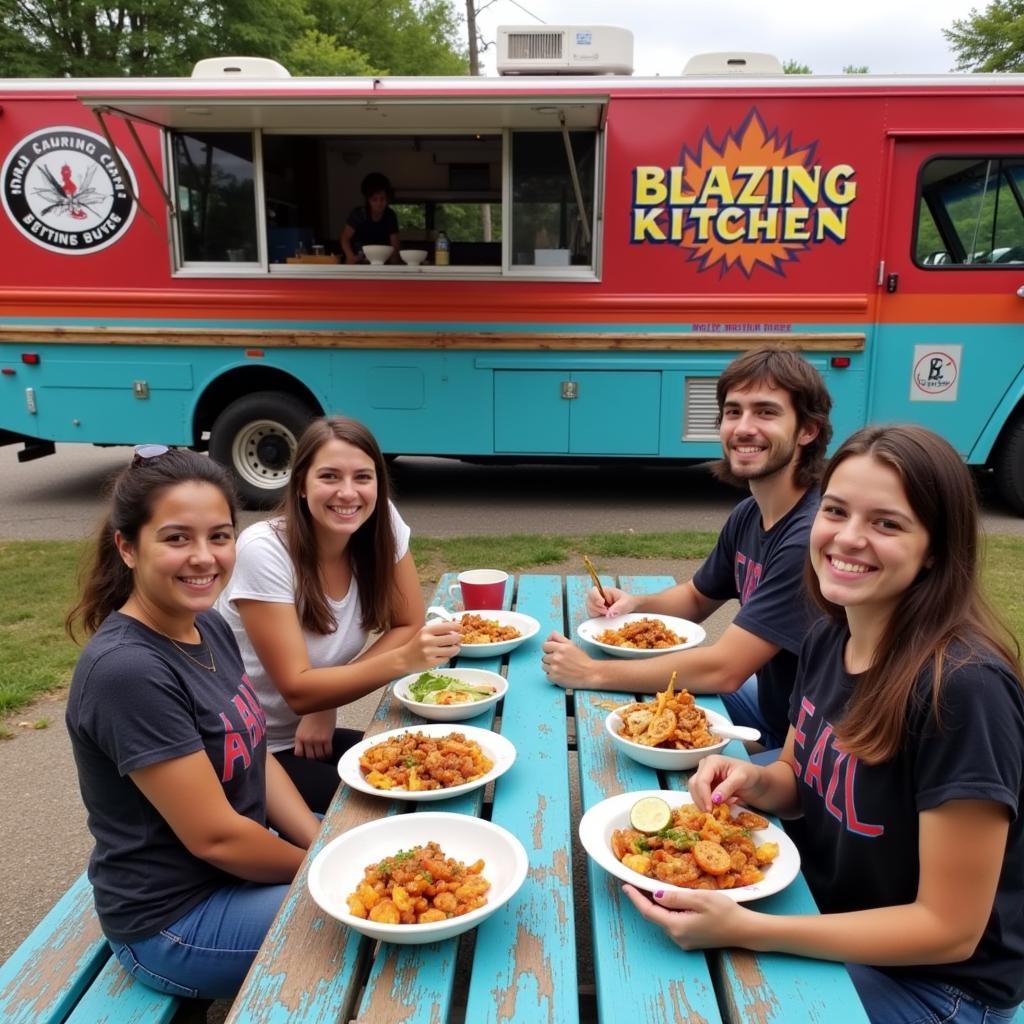 Happy customers enjoying their meals from Blazing Kitchen