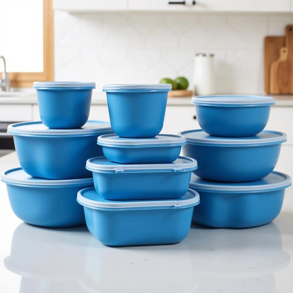 Set of Blue Food Storage Containers