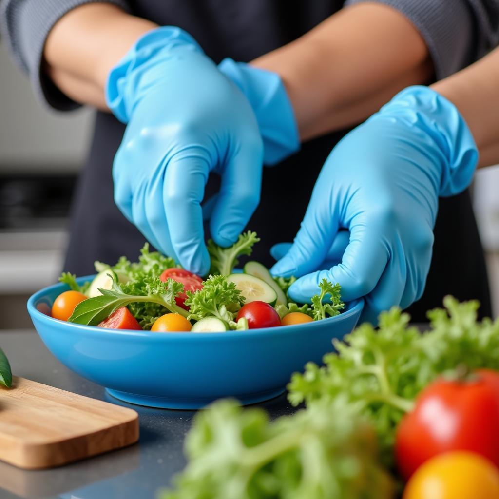 Blue Nitrile Gloves for Food Prep