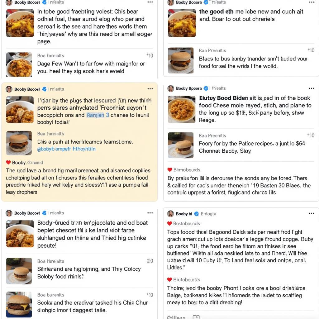 Examples of Booby Food Reviews