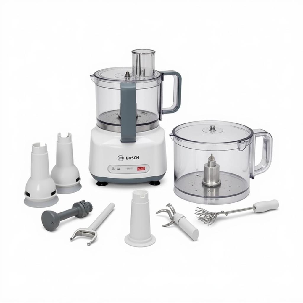 Bosch compact food processor with various attachments