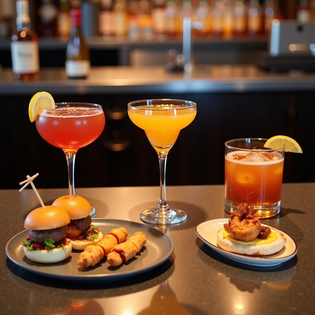 An Assortment of Bourbon Cocktails and Appetizers