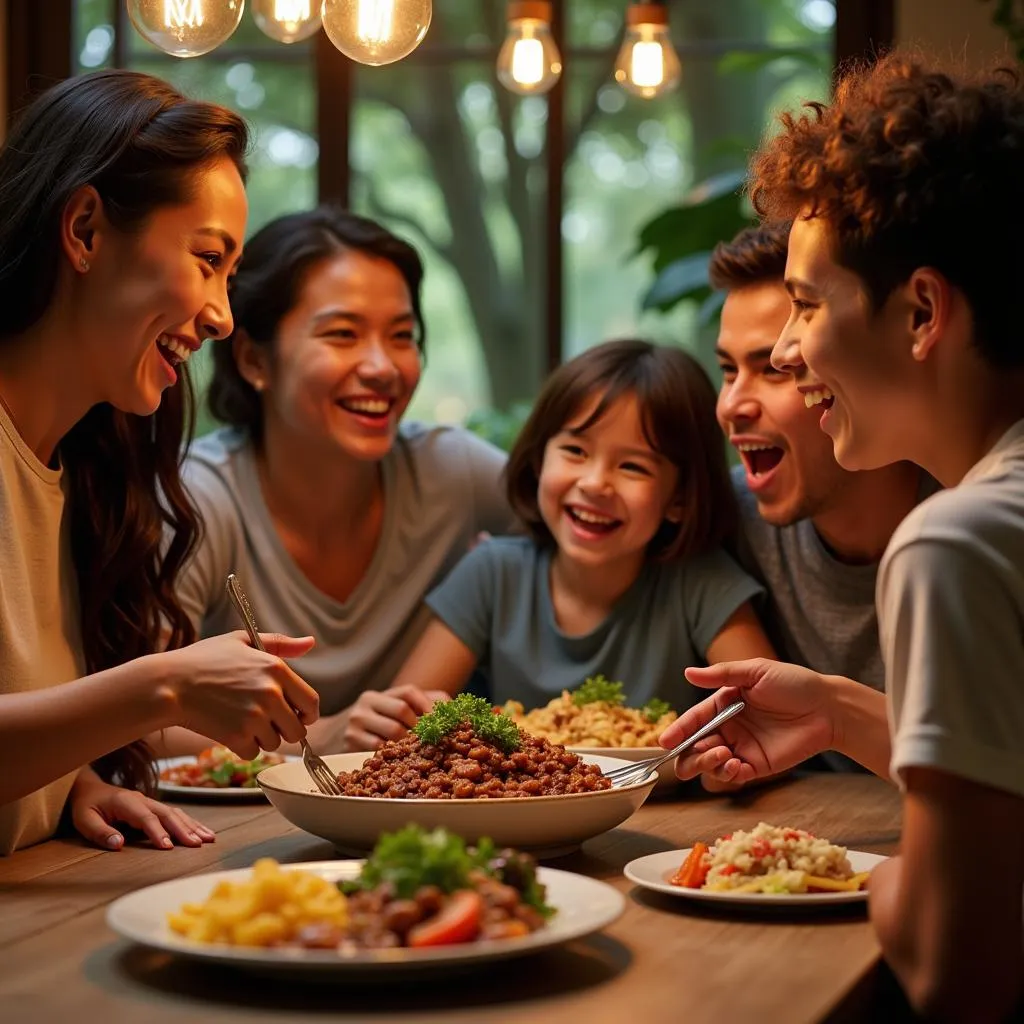 Brazilian Family Enjoying Feijoada