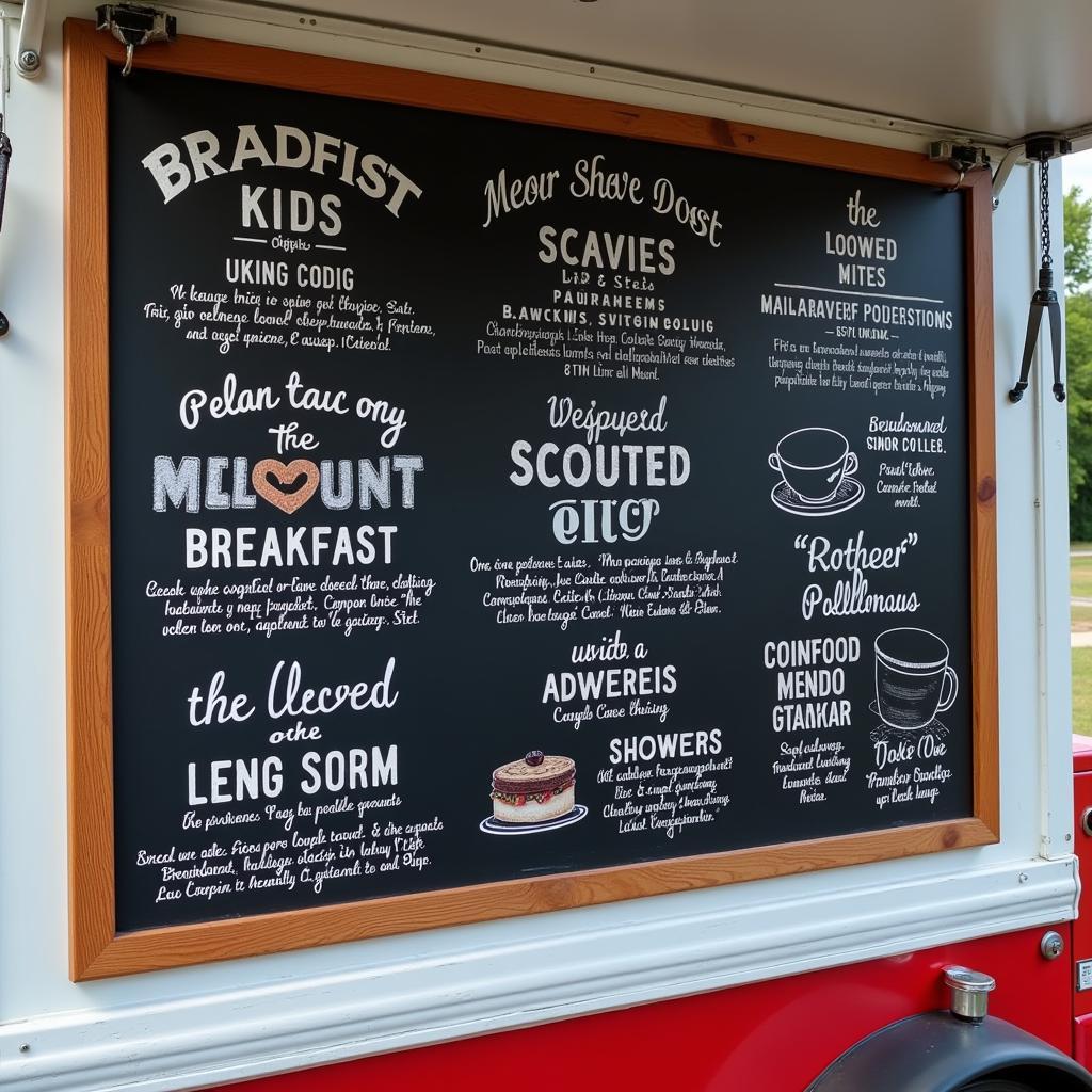 Close-up of a Breakfast Food Truck Menu Board