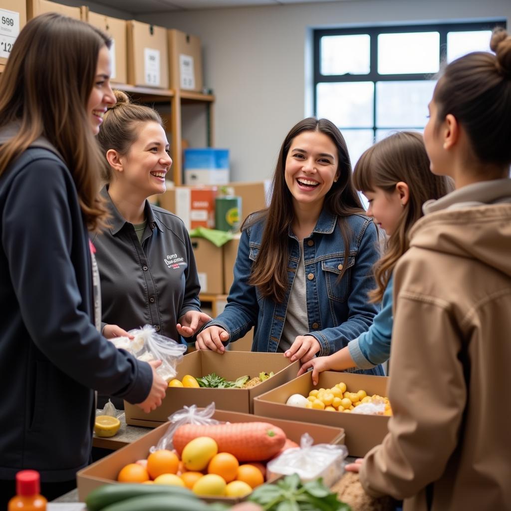 Volunteers Helping a Family at a Bristol Food Pantry