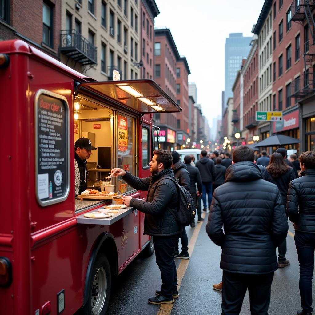 Lunch Crowd at a Popular Brooklyn Burger Food Truck