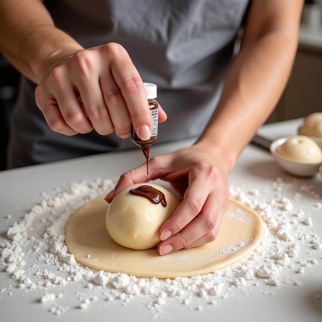 Incorporating Brown Gel Food Coloring into Dough