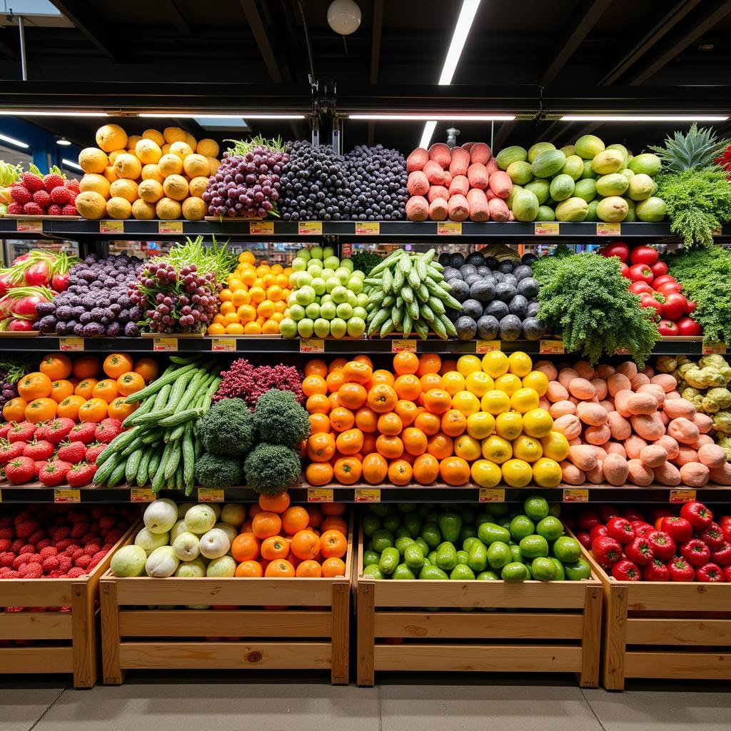 Vibrant display of fresh produce at B&T Food