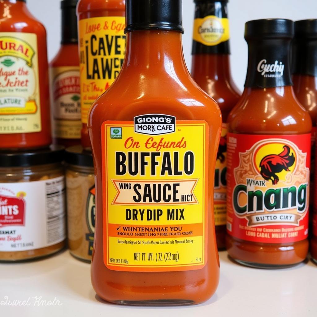 Bottles of Buffalo Wing Sauce and Dip Mix 