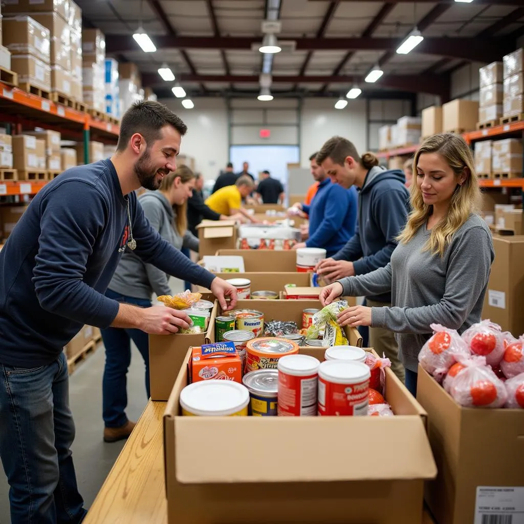 Volunteers sort and organize food donations at the Bullhead City Food Bank.