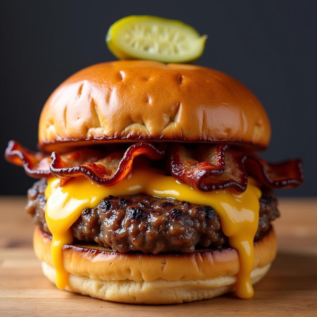 Bunnz Supreme Burger - Juicy patty, crispy bacon, melted cheddar, caramelized onions, and secret sauce.