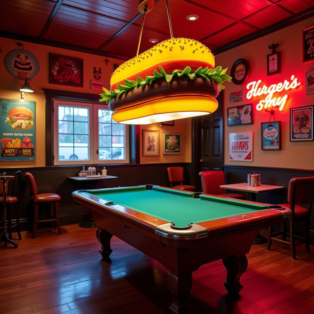 Burger Lamp in Game Room