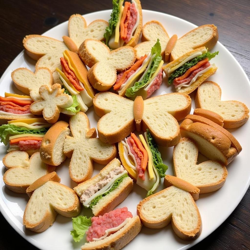 Assortment of Butterfly-shaped Sandwiches on a Platter