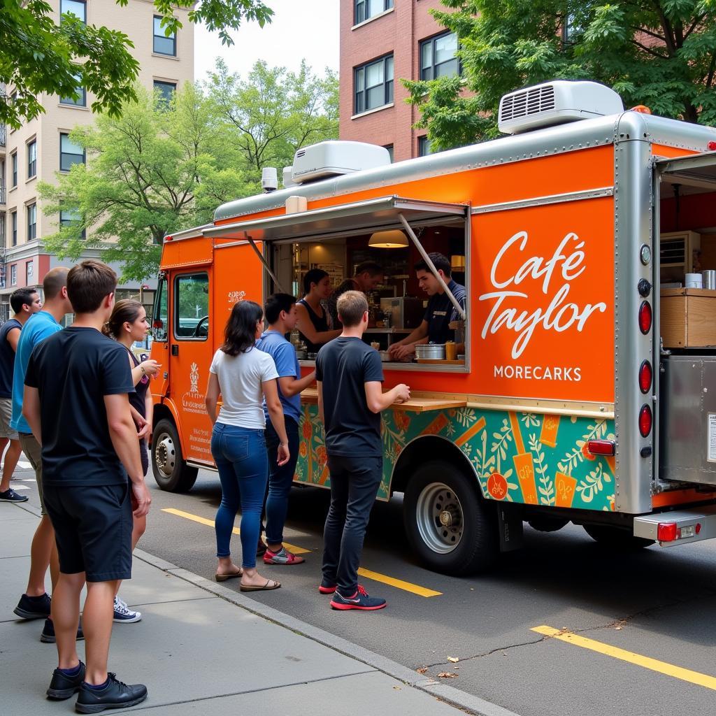 Cafe Taylor Food Truck Serving Customers