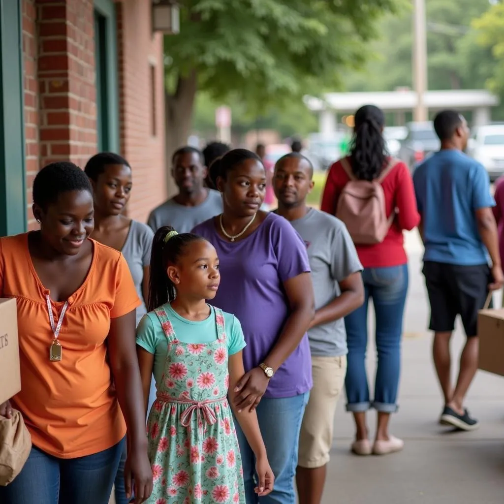 Families seeking food bank assistance in Calhoun, GA