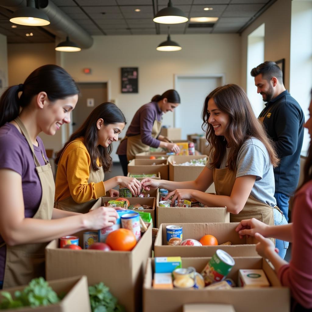 Volunteers sorting food donations at Calvary Chapel Food Bank