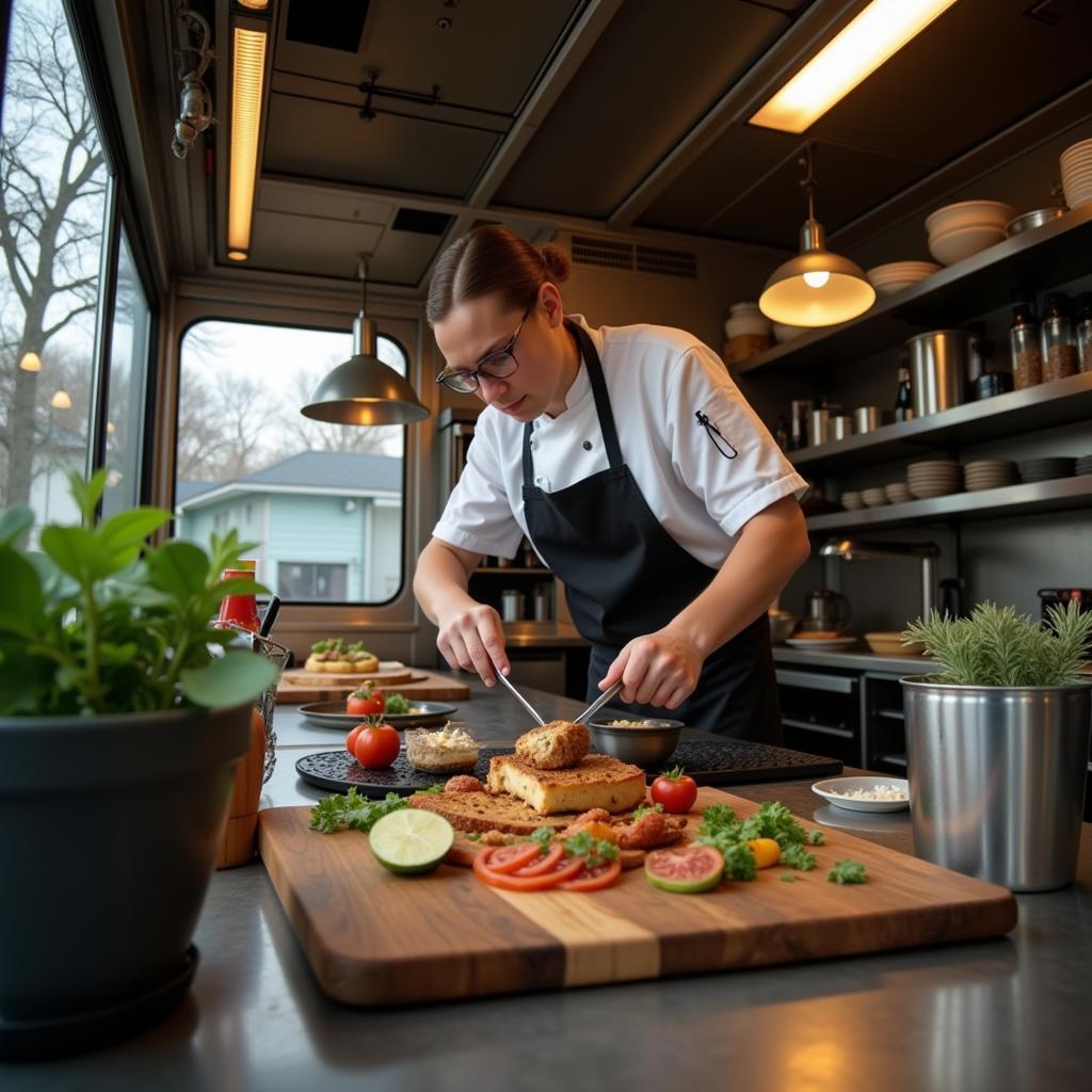 Cambridge Food Truck Chef Preparing Food