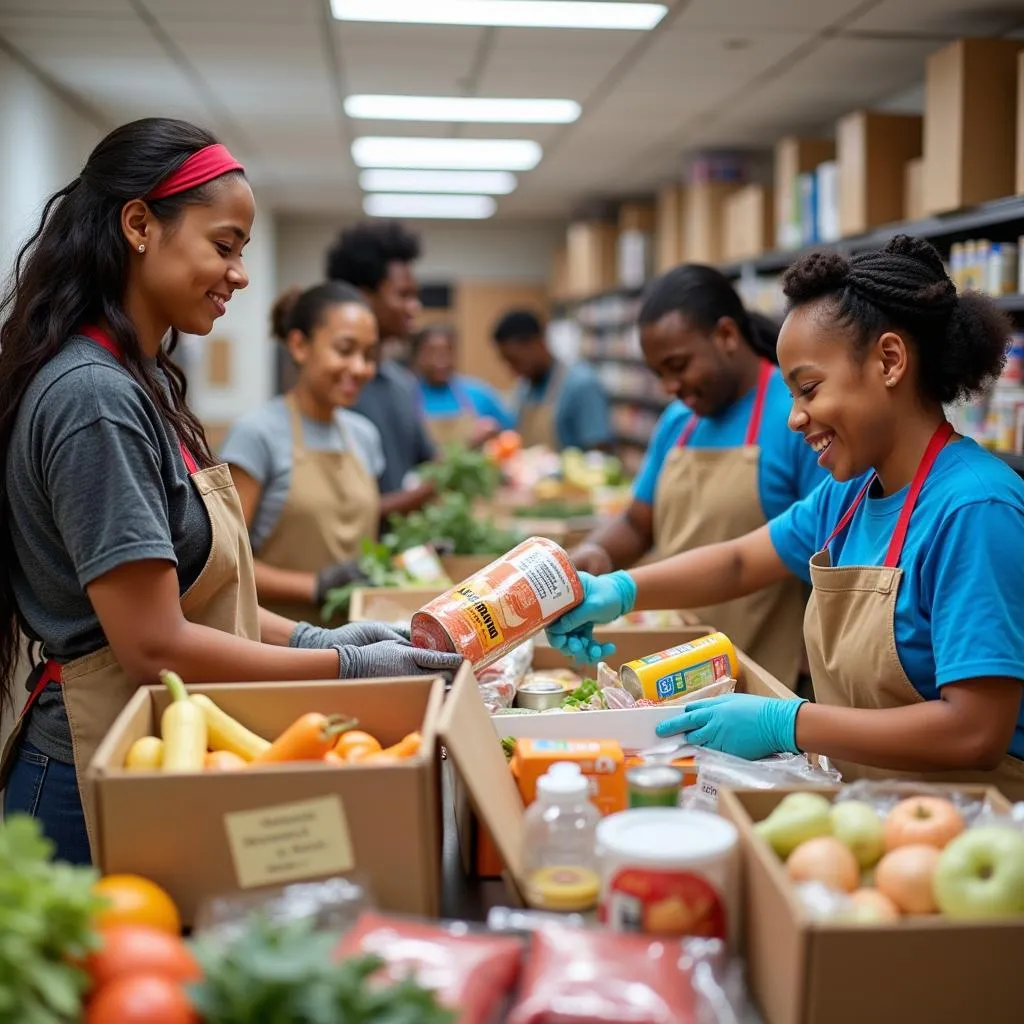 Camden Food Pantry Volunteers Sorting Food Donations