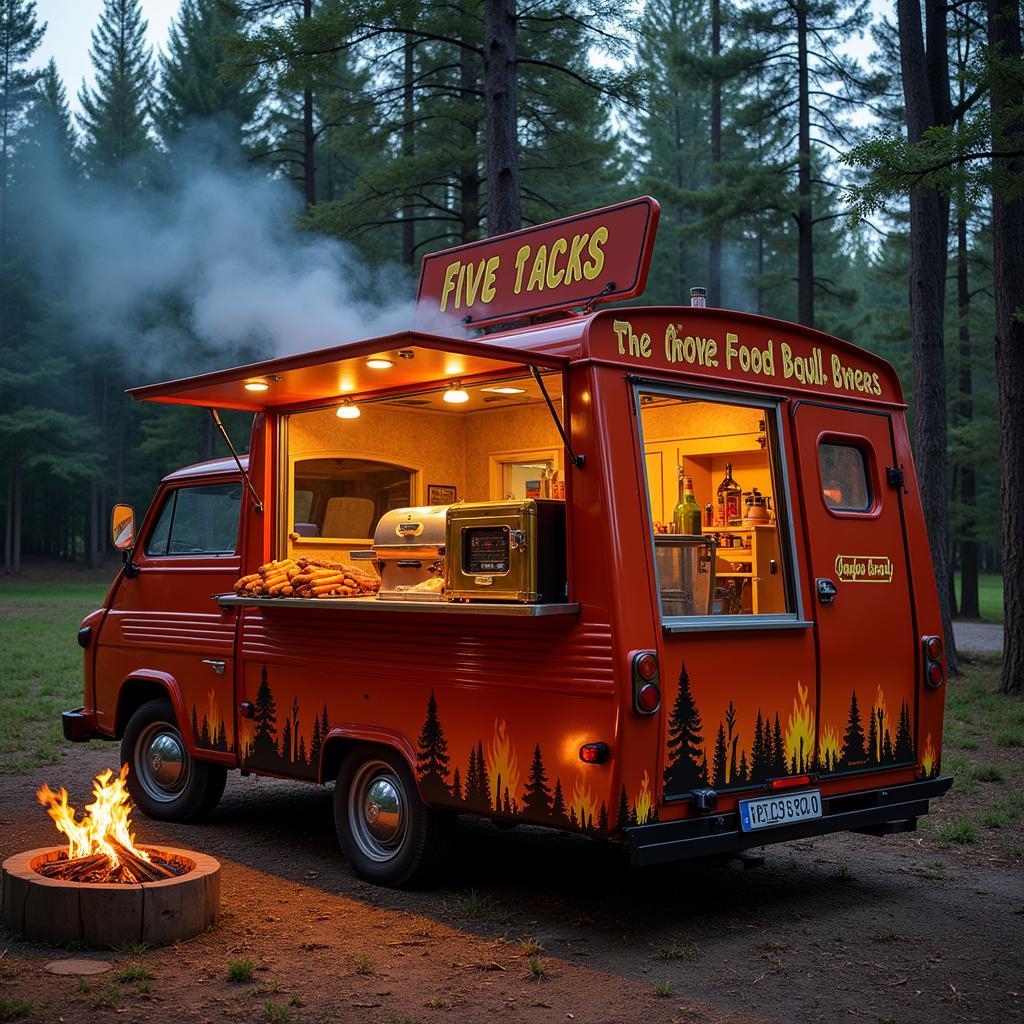 Campfire Hot Dog Grill Food Truck Setup