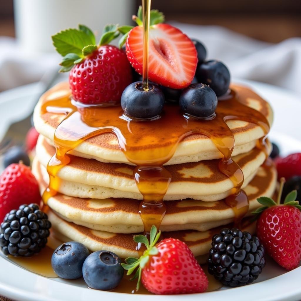 Canadian Maple Syrup Pancakes with Fresh Berries