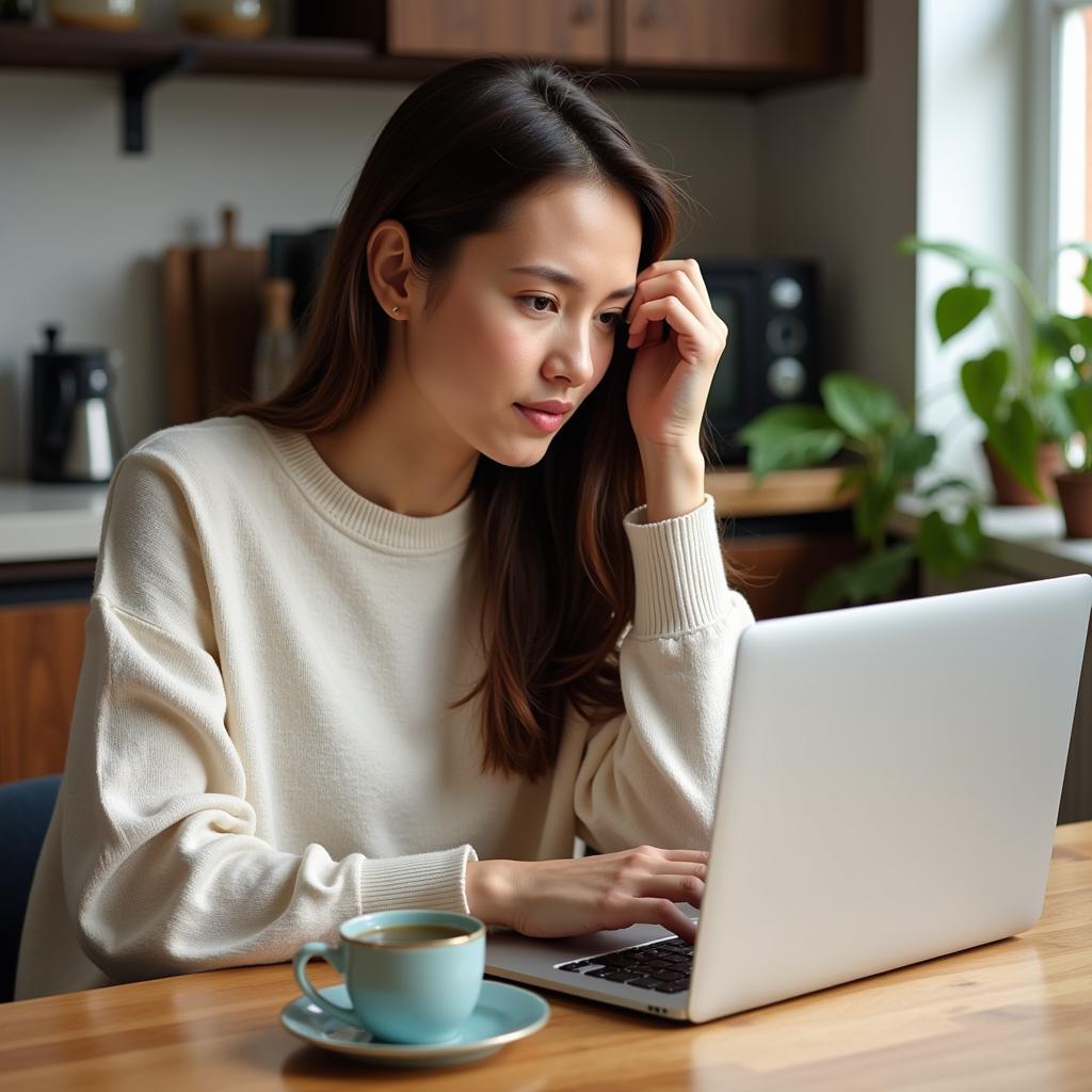 Canadian Woman Researching Food Supplements Online