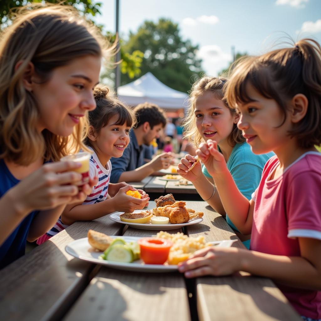 Families Enjoying Food at Canfield Fair