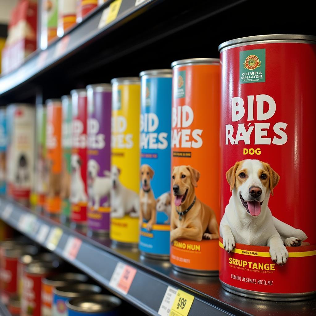 Various flavors of canned dog food