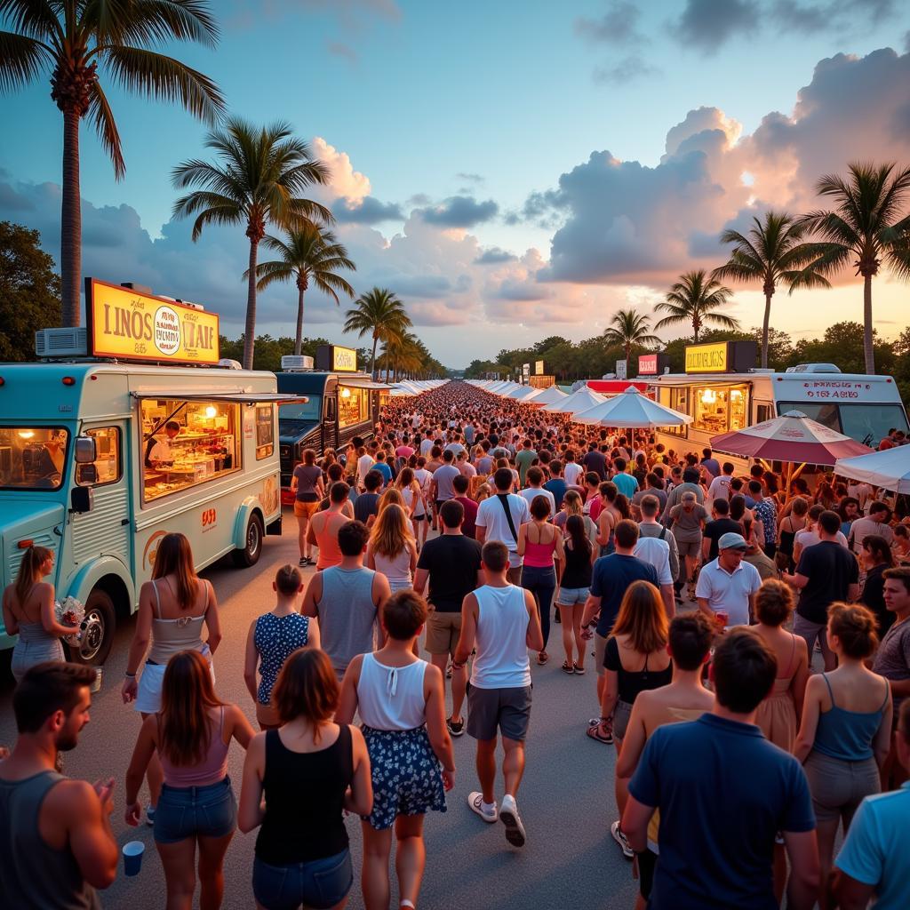 Crowds Gathering at a Cape Coral Food Truck Festival