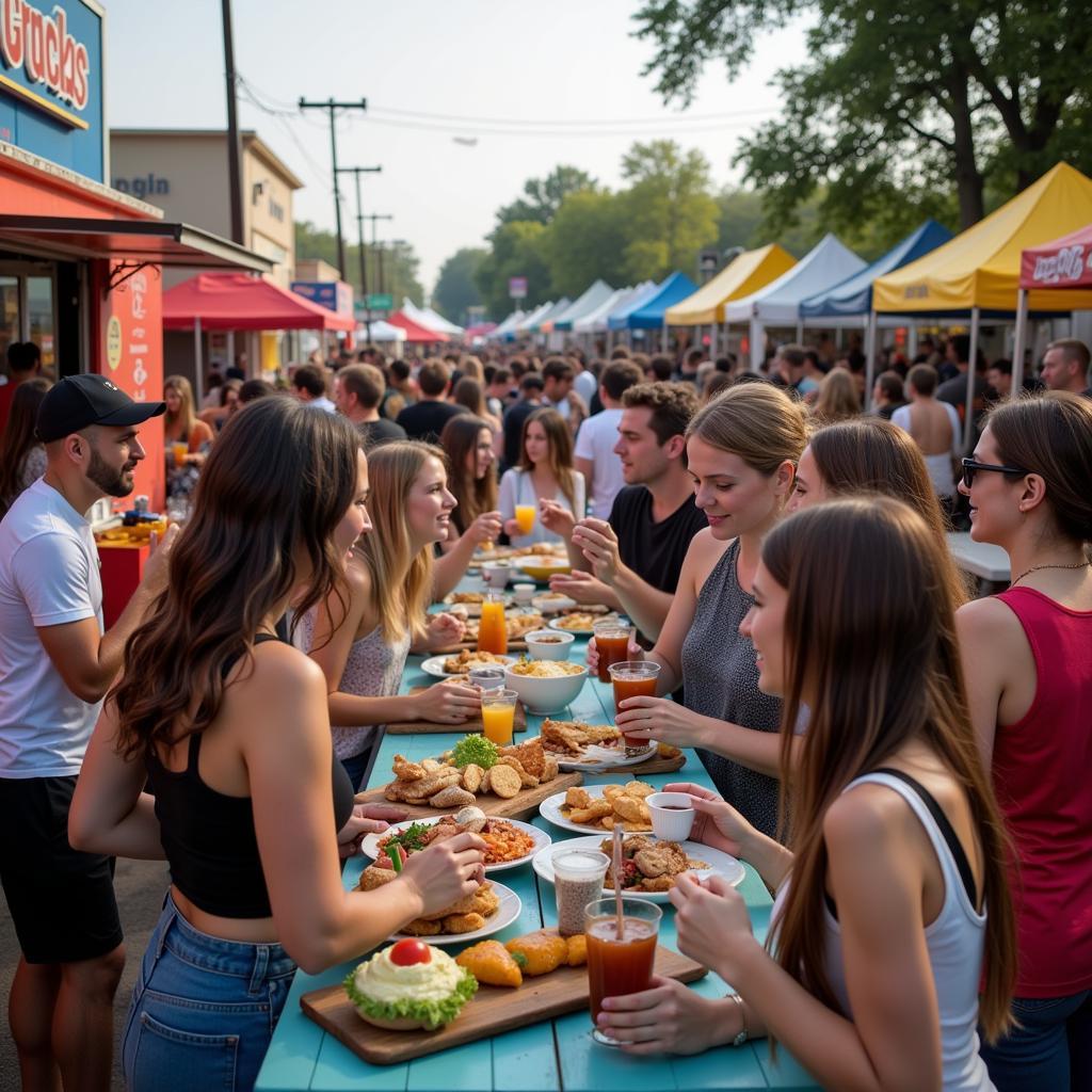 Crowd enjoying food and drinks at Cape Coral Food Truck Festival